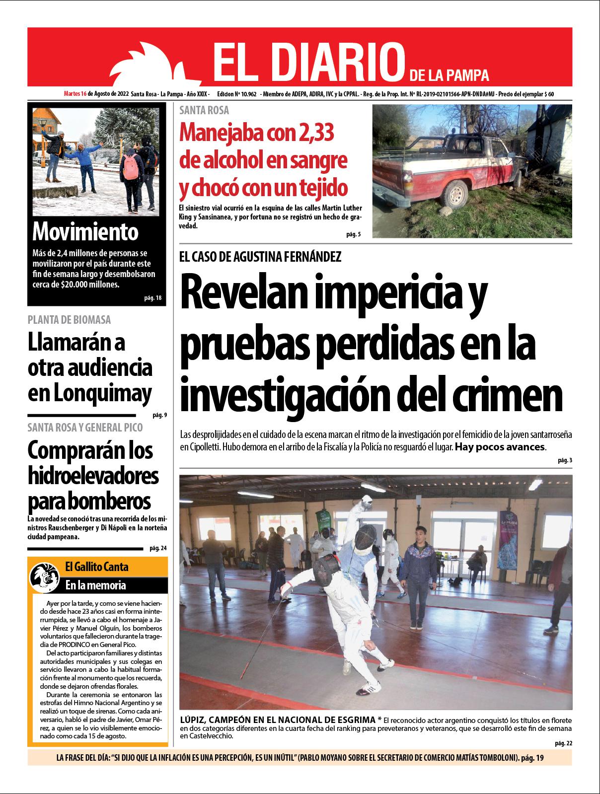 Tapa del diacutea martes 16 de agosto de 2022